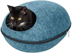 Furhaven Pet House For Indoor Cats & Medium/Small Dogs, Collapsible & Foldable W/ Plush Ball Toy - Living Room Ottoman Cat Condo - Coconut Brown, Large -Zoo Shop 51ZIqxQYhPL. AC