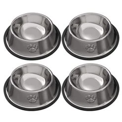 Rapsrk 4PCS Stainless Steel Dog Bowls, Puppy Cat Feeding Bowls, 8 Oz Pet Bowl With Removable Rubber Base Cat Dog Bowl, Mini And Small Pet Feeder Bowls And Water Bowls