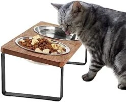 Raised Cat Food Bowls Elevated Tilted Puppy Dish Orthopedic Pet Bowl Stand Lifted 15°Angled With Double Stainless Steel Dishes 5.7 Inch Kitty Feeder Whisker Relief Anti-Vomiting(Brown) 11 Raised Cat Food Bowls Elevated Tilted Puppy Dish Orthopedic Pet Bowl Stand Lifted 15°Angled With Double Stainless Steel Dishes 5.7 Inch Kitty Feeder Whisker Relief Anti-Vomiting(Brown) -Zoo Shop 51Zw2P5eJL. AC