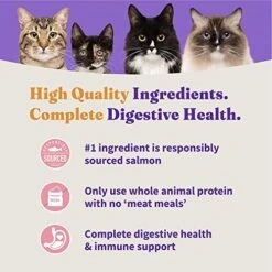 Halo Holistic Cat Food Dry, Wild-caught Salmon And Whitefish Recipe, Complete Digestive Health, Dry Cat Food Bag, Adult Formula, 6-lb Bag -Zoo Shop 51a7BlySo5L