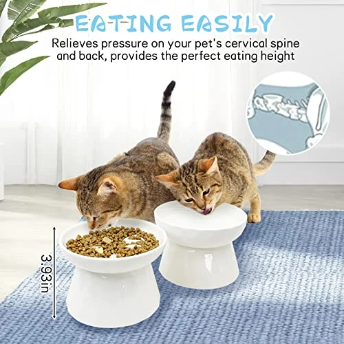 BNOSDM Ceramic Slow Feeder Cat Bowl Elevated Cat Slow Eating Dish Pet Dry/Wet Food And Water Bowl Set Cute Puzzle Plate For Indoor Small Dog Kitten Puppy, Set Of 2 5 BNOSDM Ceramic Slow Feeder Cat Bowl Elevated Cat Slow Eating Dish Pet Dry/Wet Food And Water Bowl Set Cute Puzzle Plate For Indoor Small Dog Kitten Puppy, Set Of 2 - Image 3