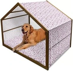 Ambesonne Banana Wooden Dog House, Graphic Illustration Of Tropical Fruit Ripe And Healthy Exotic Food, Indoor & Outdoor Portable Dog Kennel With Pillow And Cover, X-Large, Pale Green Yellow -Zoo Shop 51b0KRnx2rL. AC