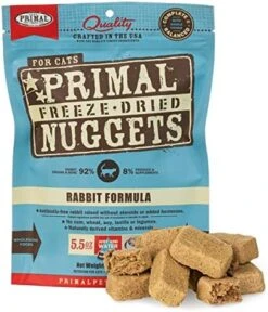 Primal Freeze Dried Cat Food Nuggets Rabbit, Complete & Balanced Scoop & Serve Healthy Grain Free Raw Cat Food, Crafted In The USA (5.5 Oz) -Zoo Shop 51b0sQ9RyDL. AC