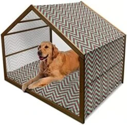 Ambesonne Vineyard Wooden Pet House, Fruit Patterned Juicy Organic Yummy Food Cottage Life Design, Indoor & Outdoor Portable Dog Kennel With Pillow And Cover, Large, Purple Green -Zoo Shop 51b4DU7YWhL. AC