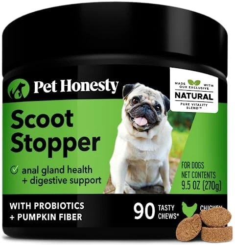 Pet Honesty Scoot Stopper - Digestion & Health Supplement For Dogs - Dog Anal Gland Support, Diarrhea & Bowel Support, Fiber & Probiotics (90 Ct) 9 Pet Honesty Scoot Stopper - Digestion & Health Supplement For Dogs - Dog Anal Gland Support, Diarrhea & Bowel Support, Fiber & Probiotics (90 Ct) - Image 7