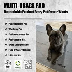 101mart Premium Washable Reusable Dog Pee Pads| Multi-Purpose Super Absorbent Leak-Proof Non-Slip Mat For Potty Training, Whelping, Crate Playpen Litterbox Liner, Food Water Placemat | Gray XL 2-Pack -Zoo Shop 51bUUskjkZL
