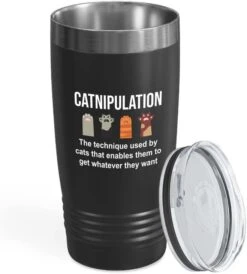 Flairy Land Cat Lady Black Tumbler 20oz - Catnipulation Defiition -Cat Themed Kitchenware Cat Parent Gift Cat Person Feline Mom Furkids Cat Sitter Cat Groomer Middle Aged Woman -Zoo Shop 51biSji jL. AC