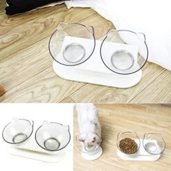 Pet Food & Water Bowls With Stand Base,Anti-Skid Cat Feeder Transparent Bowl Pet Food Dish -Zoo Shop 51c9aS5KZOL
