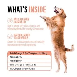 Wild Alaskan Salmon Oil For Dogs Skin And Coat (16oz) - Omega 3 Liquid Fish Oil Supplement For Dog Allergy Relief - Supports Hip And Joint, Itchy Skin Relief & Shedding - Dog Skin And Coat Supplement -Zoo Shop 51cHnLXjr4L