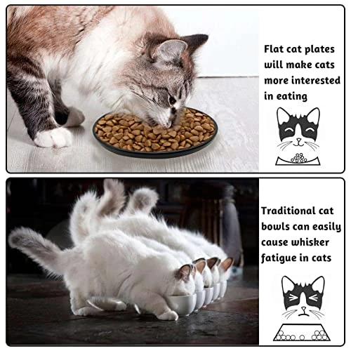 Fhiny 3Pcs Ceramic Shallow Cat Dish, 6 Inch Whisker Fatigue Free Cat Feeder Bowls Food Saucer Minimalist Single Pet Plate Great For Kitten And Kitty Short Legged Munchkin Cat Dishwasher Safe Black 4 Fhiny 3Pcs Ceramic Shallow Cat Dish, 6 Inch Whisker Fatigue Free Cat Feeder Bowls Food Saucer Minimalist Single Pet Plate Great For Kitten And Kitty Short Legged Munchkin Cat Dishwasher Safe Black - Image 2