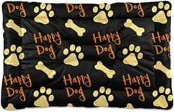 Fast Junk Food Hamburger French Fries Ice Cream Faces On Black Dog Cat Bed Mat Soft Crate Pad Mattress Cushion For Small Medium Pets, Anti Slip Sleeping Kennel Mat Washable & Dry 36x24 Inch -Zoo Shop 51cfYv3QekL. AC
