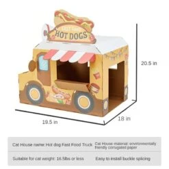Cardboard Cat House: All-Season DIY Semi-Enclosed Design Scratching Board High-Density Creative Cottage Playhouse Toys Indoor Decor (Not Scratching Board,Hot Dog Fast Food Truck) -Zoo Shop 51cjF1srenL