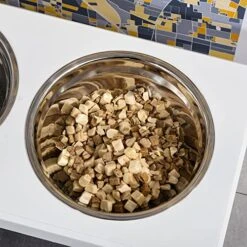 PawHut 17" Small Puppy Dog Feeding Station For Messy Pets, Stainless Steel Elevated Dog Bowls With Modern Wooden Frame, Dog Food Stand Pet Feeding Station, White 14 PawHut 17" Small Puppy Dog Feeding Station For Messy Pets, Stainless Steel Elevated Dog Bowls With Modern Wooden Frame, Dog Food Stand Pet Feeding Station, White -Zoo Shop 51cmNn7LnZL