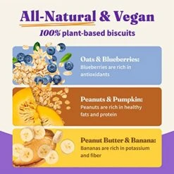 Halo Plant-Based Dog Treats Variety Pack, Oats & Blueberries, Peanut Butter & Banana, Peanuts & Pumkin, Vegan Dog Treat Pouch, 8oz Bag, 3 Count -Zoo Shop 51cw4HX8IBL