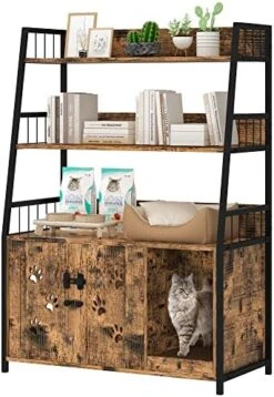 Recaceik Large Cat Litter Box Enclosure With Shelf Storage, Hidden Cat Washroom Furniture, Wooden Cat House With Scratch Pad, Sturdy Indoor Cat Cabinet With 2 Doors, Black 19 Recaceik Large Cat Litter Box Enclosure With Shelf Storage, Hidden Cat Washroom Furniture, Wooden Cat House With Scratch Pad, Sturdy Indoor Cat Cabinet With 2 Doors, Black -Zoo Shop 51cwwoYp1NL. AC