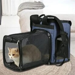 LEFEDA Cat Carrier Backpack Expandable Mesh Breathable Foldable Pet Travel Bags For Small Dogs Cats Rabbits Pet Backpack Carrier (Color : Gray) -Zoo Shop 51d67lnRqVL