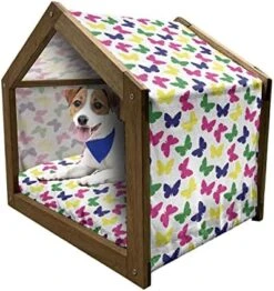 Ambesonne Fruit Wooden Dog House, Juicy Strawberries With Leaves Yummy Food Organic Charming Sweets Graphic Design, Indoor & Outdoor Portable Dog Kennel With Pillow And Cover, X-Large, Red Fern Green -Zoo Shop 51d707bFkWL. AC