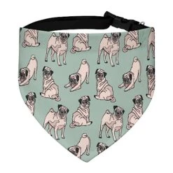 GENERIC Cute Dogs Pug Pattern Pet Bandana Collar - Scarf Collar - Art Dog Bandana Minimal Head Cicumference