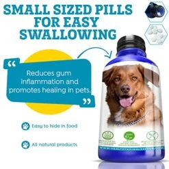 Healthy Animals 4 Ever Oral Health Gum Healing For Dogs - Relieves Inflammation, Soothes Pain, Fights Gum Disease - Natural, Non-GMO, Organic - Gluten, Preservative & Chemical Free Supplement - 300 Ct -Zoo Shop 51d7um1hZcL
