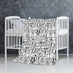 Pet Group Dogs Black And White Blanket Super Soft Cozy Throw Blanket, Lightweight Fuzzy Comfy Textured Flannel Blanket Winter Warm, Sofa, Bed, 30x50 Inches -Zoo Shop 51dBRHvElmL