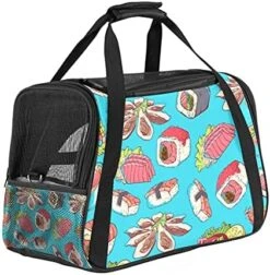 Pet Carrier Japanese Cuisine Sushi Octopus Sashimi Seafoods Pattern Soft-Sided Pet Travel Carriers For Cats,Dogs Puppy Comfort Portable Foldable Pet Bag Airline Approved -Zoo Shop 51dLX2KtR9S. AC