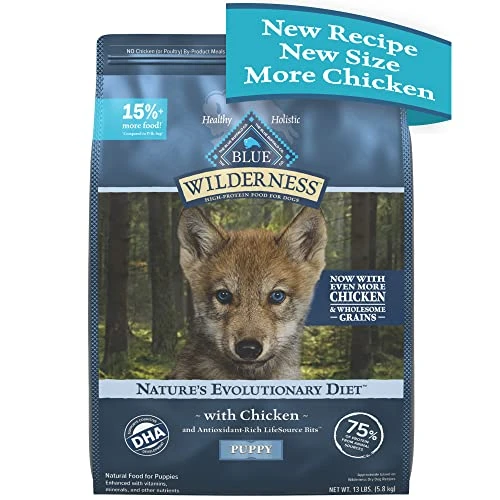 Blue Buffalo Wilderness High Protein Natural Puppy Dry Dog Food Plus Wholesome Grains, Chicken 13 Lb Bag 3 Blue Buffalo Wilderness High Protein Natural Puppy Dry Dog Food Plus Wholesome Grains, Chicken 13 Lb Bag