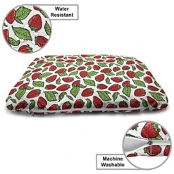 Ambesonne Fruit Wooden Dog House, Juicy Strawberries With Leaves Yummy Food Organic Charming Sweets Graphic Design, Indoor & Outdoor Portable Dog Kennel With Pillow And Cover, X-Large, Red Fern Green -Zoo Shop 51dceXjqhcL