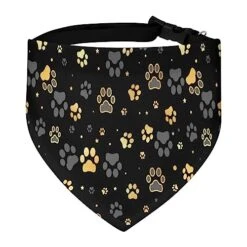 GENERIC Gold Dog Paw Print And Star Pattern Dog Bandana,Dog Bandanas Triangle Bibs Scarf Accessories Minimal Head Cicumference