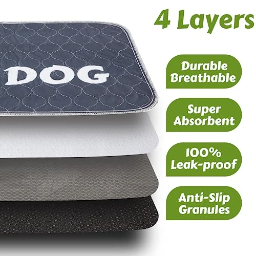 YORJA Washable Puppy Training Pads, 35" X 31" -2 Pack Reusable Dog Pee Mats Waterproof Super Absorbent Quick Dry Non-Slip For For Whelping Home Floor Car Travel 5 YORJA Washable Puppy Training Pads, 35" X 31" -2 Pack Reusable Dog Pee Mats Waterproof Super Absorbent Quick Dry Non-Slip For For Whelping Home Floor Car Travel - Image 3
