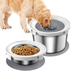 Mdupw Dog Food Bowl & Water Bowl Set, No Spill Water Bowl For Indoor Dogs And Cats, Spill Proof Pet Food Stainless Steel Bowl, Mess Proof Pet Water And Food Feeder -Zoo Shop 51du Ed3q L. AC