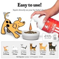 Salmon Oil For Dogs & Cats - Healthy Skin & Coat, Fish Oil, Omega 3 EPA DHA, Liquid Food Supplement For Pets, All Natural, Supports Joint & Bone Health, Natural Allergy & Inflammation Defense, 8 Oz 10 Salmon Oil For Dogs & Cats - Healthy Skin & Coat, Fish Oil, Omega 3 EPA DHA, Liquid Food Supplement For Pets, All Natural, Supports Joint & Bone Health, Natural Allergy & Inflammation Defense, 8 Oz -Zoo Shop 51e4XMP65fL