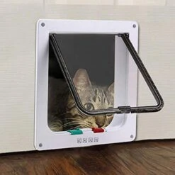 GENERIC Door Cat Door With Controllable 4 Way Lock Security S Flap Door For Dogs Cats Plastic Gate Window Door 2Pcs S -Zoo Shop 51e50s8ZEOL