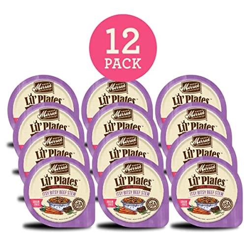 Merrick Lil' Plates Grain Free Small Dog Food, Itsy Bitsy Beef Stew Recipe, Wet Dog Food - (12) 3.5 Oz. Tubs 3 Merrick Lil' Plates Grain Free Small Dog Food, Itsy Bitsy Beef Stew Recipe, Wet Dog Food - (12) 3.5 Oz. Tubs