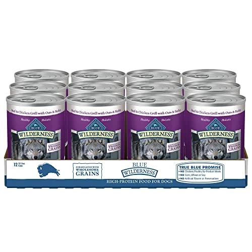 Blue Buffalo Wilderness High Protein Natural Adult Wet Dog Food Plus Wholesome Grains, Beef & Chicken Grill 12.5-oz Cans (Pack Of 12) 3 Blue Buffalo Wilderness High Protein Natural Adult Wet Dog Food Plus Wholesome Grains, Beef & Chicken Grill 12.5-oz Cans (Pack Of 12)