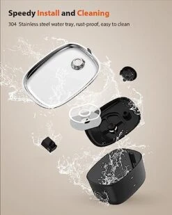 Stouchi Cat Water Fountain 85oz/2.5L, Stainless Steel Pet Water Fountain For Cats Dogs Inside With Led Light, Ultra-Quiet Cat Water Dispenser Bowl, Cat Waterer Fountain For Multiple Pets, Black 13 Stouchi Cat Water Fountain 85oz/2.5L, Stainless Steel Pet Water Fountain For Cats Dogs Inside With Led Light, Ultra-Quiet Cat Water Dispenser Bowl, Cat Waterer Fountain For Multiple Pets, Black -Zoo Shop 51ecl4ux3QL