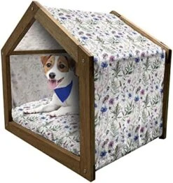 Ambesonne Avocado Wooden Dog House, Fresh Summer Food Theme As Half Piece Of Multiple Avocado Warm Backdrop, Indoor & Outdoor Portable Dog Kennel With Pillow & Cover, 2X-Large, Multicolor -Zoo Shop 51ejAMfyebL. AC