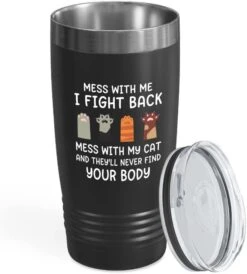 Cat Owner Black Tumbler 20oz - My Cats And I Talk - Cat Women Fun Cat Parents Stuff Lady Paws Pet Dad Gifts -Zoo Shop 51eliKY09FL. AC 1