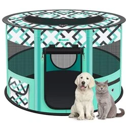 TASDISE Portable Dog Playpen, Upgraded Foldable Pet Playpen Exercise Kennel Tent For Dogs, Cats, Rabbits And Small Animals, Great For Indoor Outdoor Travel Use, Waterproof Bottom, Durable Mesh, Large.
