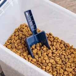 IRIS USA 3-Piece 42 Lbs / 57.5 Qt WeatherPro Airtight Pet Food Storage Container Combo With Scoop And Treat Box For Dog Cat And Bird Food, Stackable, Keep Pests Out, Translucent Body, BPA Free, Navy -Zoo Shop 51enjsq2W5L