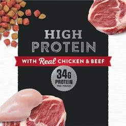 Purina Moist And Meaty High Protein Dry Dog Food With Real Chicken And Beef Dog Food Pouches - (4) 72 Oz. Boxes