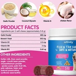 Flea And Tick Prevention For Dogs Chewables Tablets - Natural Flea And Tick Supplement For Dogs - Flea And Tick Chews For Dogs - Oral Flea Pills For Dogs - All Breeds And Ages (120 PCS) 11 Flea And Tick Prevention For Dogs Chewables Tablets - Natural Flea And Tick Supplement For Dogs - Flea And Tick Chews For Dogs - Oral Flea Pills For Dogs - All Breeds And Ages (120 PCS) -Zoo Shop 51f9UHn7BqL