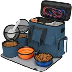 Dog Travel Bag By Modoker - For A Weekend Away Set Includes Pet Travel Organizer For Accessories, 2 Collapsible Bowls, 2 Food Container (Black) -Zoo Shop 51fJLNT7LBL. AC