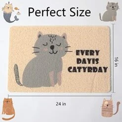 PetEiZi Cat Litter Mat Trap, Pet Food Catching Placemat, Super Cute Easy To Clean 24"×16" Large Durable For Cats And Dogs - Everyday Is Catyrday -Zoo Shop 51fKs5wmviS