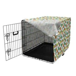 Lunarable Lime Green Dog Crate Cover, Whole Fruits And Halves Food Themed Agriculture Summer Season Art, Easy To Use Pet Kennel Cover For Small Dogs Puppies Kittens, 42 Inch, White Orange And Green -Zoo Shop 51fd08hMnIL