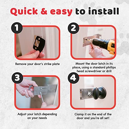 TheDoorLatch Steel Cat Door Strap And Latch, Sturdy Door Holder For Keeping Dogs And Kids Out Of Rooms, Litter Boxes, And Food, Steel Silver Color Cat Door Latch 8 TheDoorLatch Steel Cat Door Strap And Latch, Sturdy Door Holder For Keeping Dogs And Kids Out Of Rooms, Litter Boxes, And Food, Steel Silver Color Cat Door Latch - Image 6