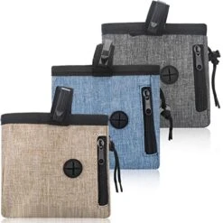 3 Pcs Dog Treat Pouch Dog Treat Training Pouch Washable Dog Treat Bag With Waist Strap And Poop Bag Dispenser For Carry Puppy Pet Toys, Kibble, Treats Holder, 2 Ways To Wear (Simple)