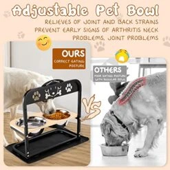 Elevated Dog Bowls 4 Height Adjustable Raised Dog Bowl With Two 1.5L Stainless Steel Dog Food Bowls And Spill Proof Mat, Unique Design Dog Bowls For Small Medium Large Dogs And Pets.