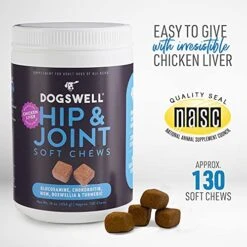 DOGSWELL Hip And Joint Supplement For Dogs - Soft Chews With Glucosamine, Chondroitin, MSM, Boswellia & Turmeric, 1 Pound -Zoo Shop 51hEt3dnmRL