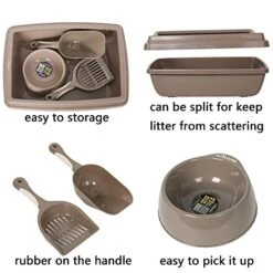 Lucky Tree 3 Color Cat Litter Pan Litter Box Plastic Cat Food Bowl With Scoop Shovel, 4Pcs Pet Supplies Set For Cats 15 Lucky Tree 3 Color Cat Litter Pan Litter Box Plastic Cat Food Bowl With Scoop Shovel, 4Pcs Pet Supplies Set For Cats -Zoo Shop 51hIdfDB0gL