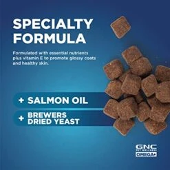 GNC Pets Omega Skin & Coat Dog Supplements For Adult Dogs With Omega Fatty Acids & Flaxseed, 120 Ct| Chicken Flavored Soft Chews For Dogs Skin & Coats With Salmon Oil And Vitamin E (FF15440) -Zoo Shop 51hcaacwFtL